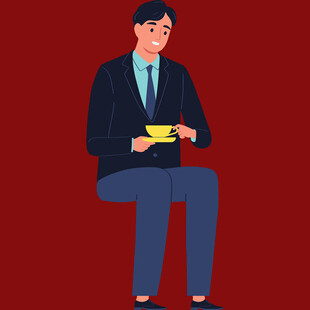 商务男士惬意手持咖啡杯