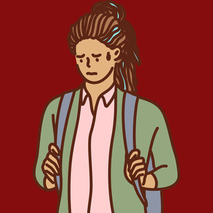 背着双肩包的忧郁女孩