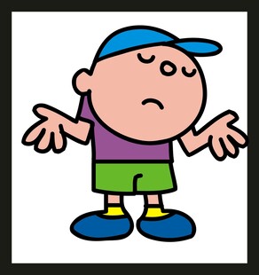 困惑的卡通小男孩