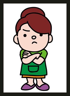 生气的围裙女孩