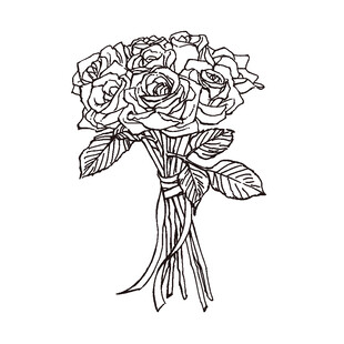 手绘玫瑰花束插画