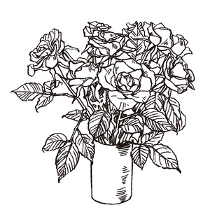 花瓶中的手绘花卉图案