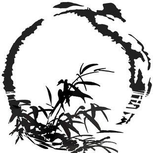 墨韵竹影中式圆形艺术图
