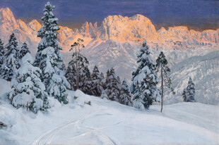 冬日雪山松林美景