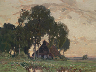 乡村暮色中的静谧小屋