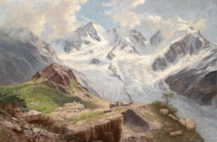 壮丽雪山风景油画