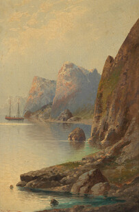 海边山景油画风光