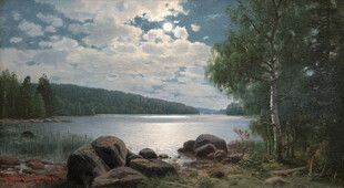 湖畔黄昏美景