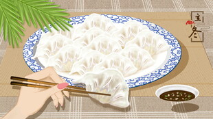 手工水饺筷子夹起的美味