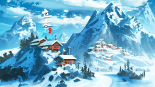 雪山中的藏式建筑景观