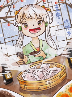 可爱少女享用美味寿司