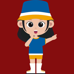 戴帽小女孩俏皮指路