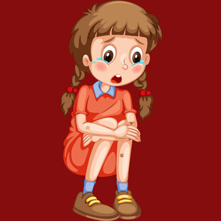 受惊的红衣小女孩
