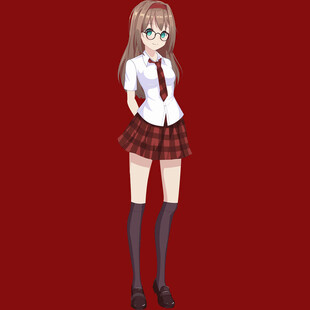 穿校服的动漫少女形象