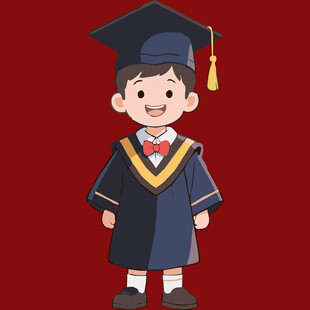 穿学士服的可爱小男孩