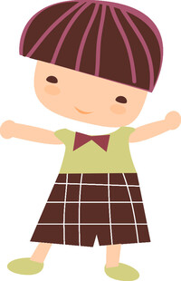 可爱卡通小女孩张开双臂