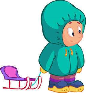 拉雪橇的小孩