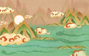 梦幻山水间的奇幻背景图