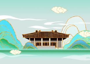 古风山水间的中式建筑