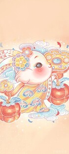 可爱国风卡通图案装饰画