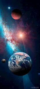 宇宙中的地球与星系奇观