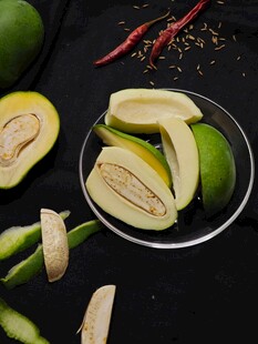 青芒果切片摆盘展示