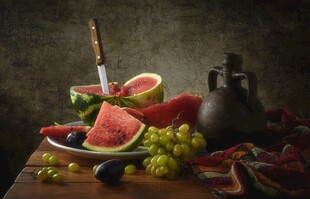 复古风水果静物摆拍