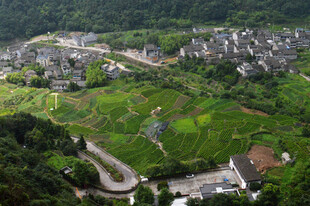 俯瞰乡村田园风光美景