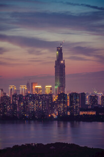 城市黄昏天际线美丽景观