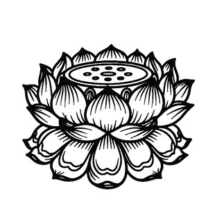 黑白莲台图案剪影
