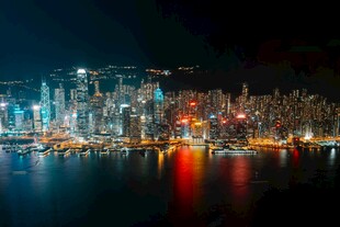香港璀璨夜景城市风光