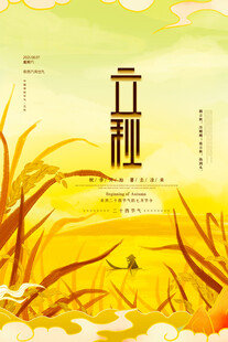立秋时节的金黄田野风光