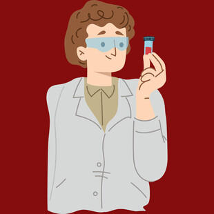 科学家手持试管专注观察