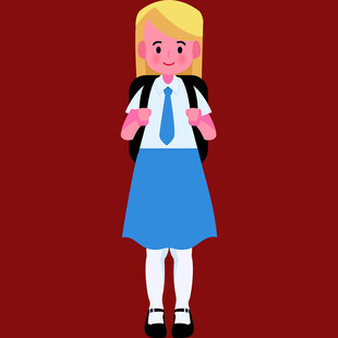 背着书包的可爱女学生
