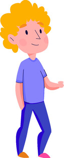 卷发男孩伸手打招呼