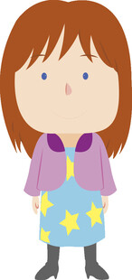 穿紫衣带星裙的卡通女孩