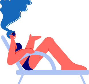 躺椅上享受休闲时光的女性