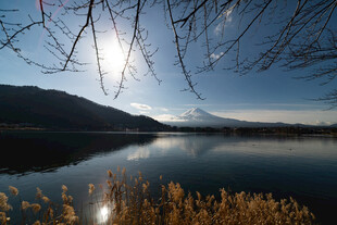 湖畔晨光静谧山水景致