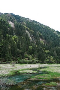 山间翠绿湖泊美景