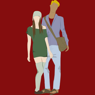 一对男女并肩而立