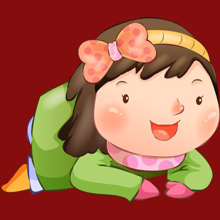 趴着的可爱卡通小女孩