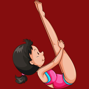 女孩做瑜伽拉伸动作