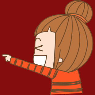 指向前方的卡通女孩