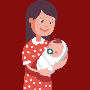 母亲怀抱新生婴儿