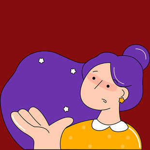 紫色云朵旁的俏皮女孩