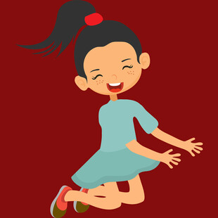 跳跃的快乐小女孩