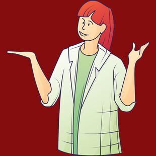 红衣女士摊手展示姿态
