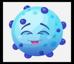 可爱蓝色卡通病毒形象