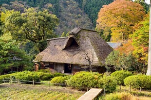 日式传统木屋自然美景相伴