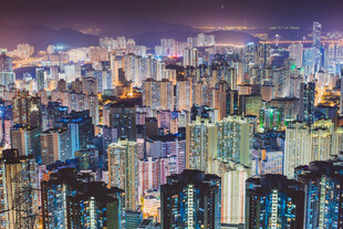 繁华都市夜景俯瞰